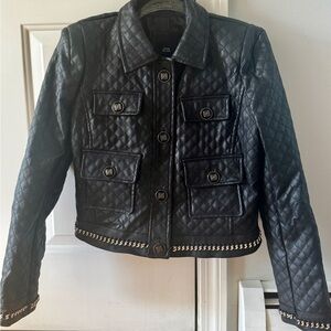 River Island Black Quilted Faux Leather Jacket